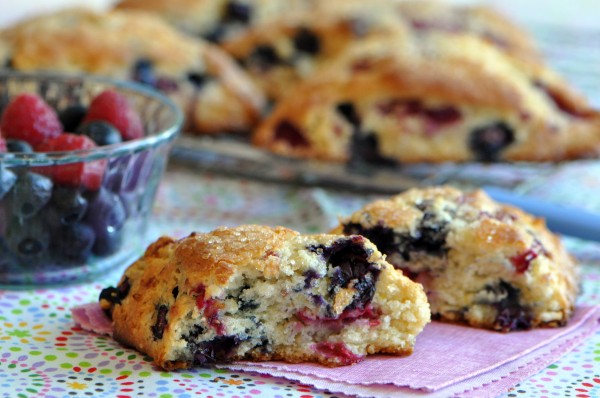 "Tender and fruity berry scone."