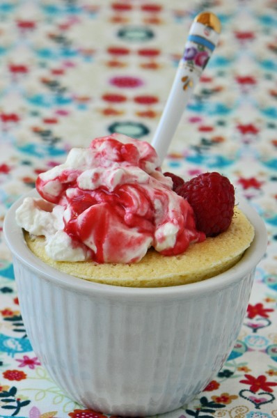 "Delicious Lemon Pudding Cakes with Raspberry Whipped Cream"