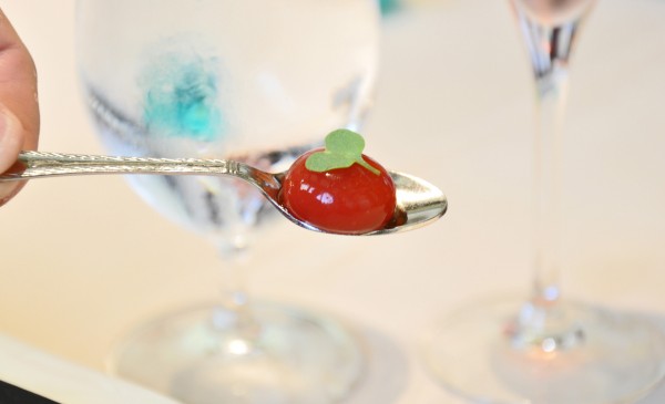 "Strawberry Bubble Canapé from Cyrus Restaurant"