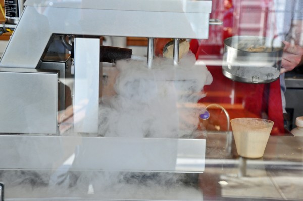 "Ice Cream churns before your eyes at Smitten Ice Cream in San Francisco"