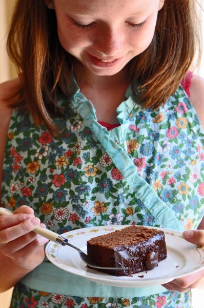 "Baking a chocolate snack cake with niece Chloe"