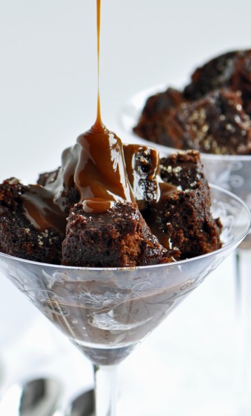 "Dulce de Leche Bourbon Sauce tops off a lighter than air Chocolate Bread Pudding Recipe"