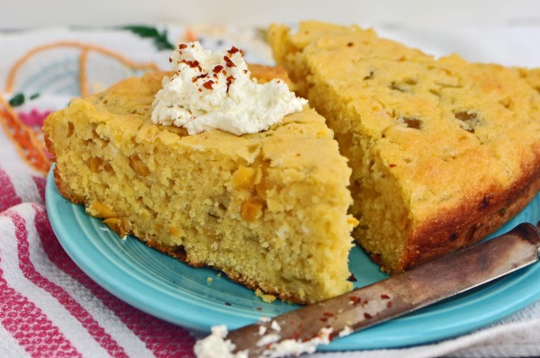 "Cornbread with Goat Cheese and Green Chiles Recipe"