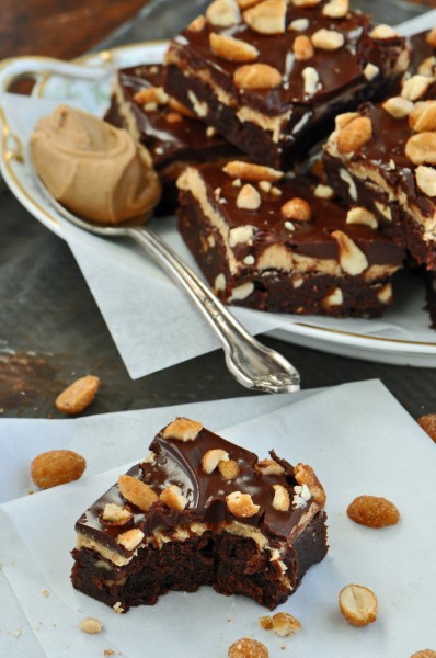 "Peanut Butter Fudge Brownies With Honey Roasted Peanuts Recipe"