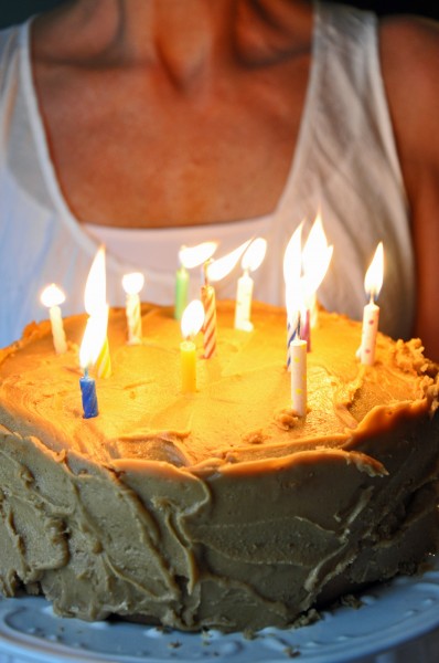 "Yellow Birthday Cake with Caramel Frosting"