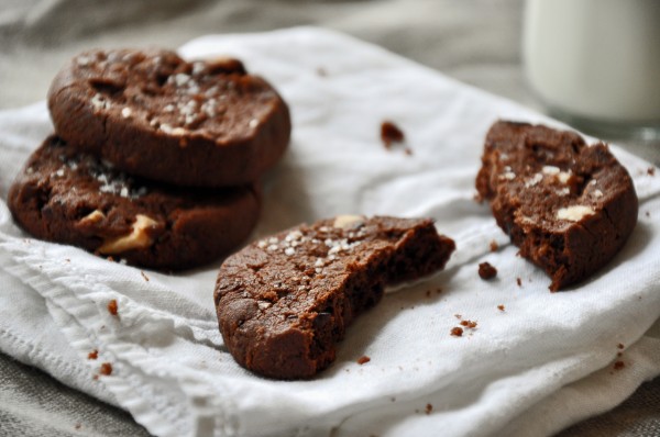 Cocoa Nib Chocolate Cookies with White Chocolate and Fleur de Sel Recipe