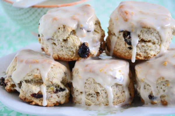 Cranberry Pecan Cream Scones with Orange Glaze