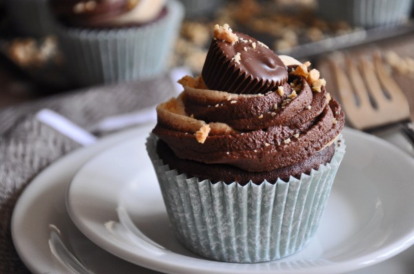 Devil's Food Cupcakes w Choc and Peanut Butter Twirled Frosting Recipe