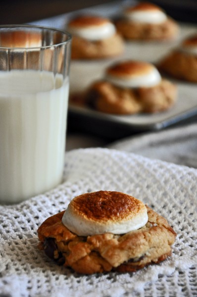 Chewy Marshmallow Choc Chip Cookies with Toasted Marshmallows Recipe