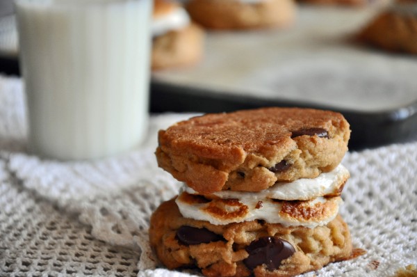 Chewy Marshmallow Choc Chip Cookies with Toasted Marshmallows Recipe