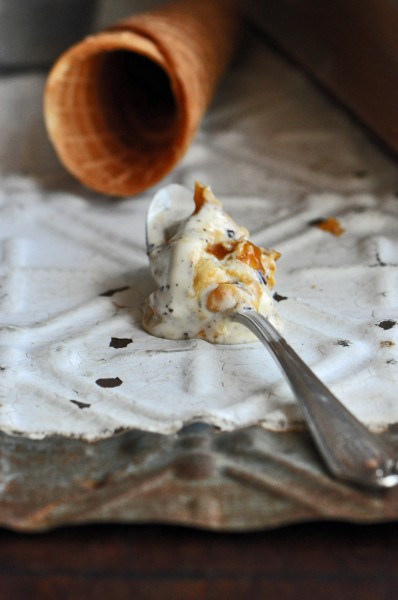 Malted Vanilla Ice Cream with Peanut Brittle and Chocolate Pieces Recipe