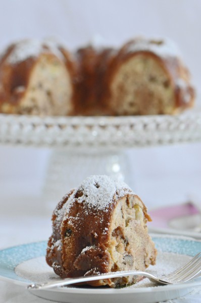 Apple Walnut Raisin Cake with Cream and Cinnamon Glaze Recipe