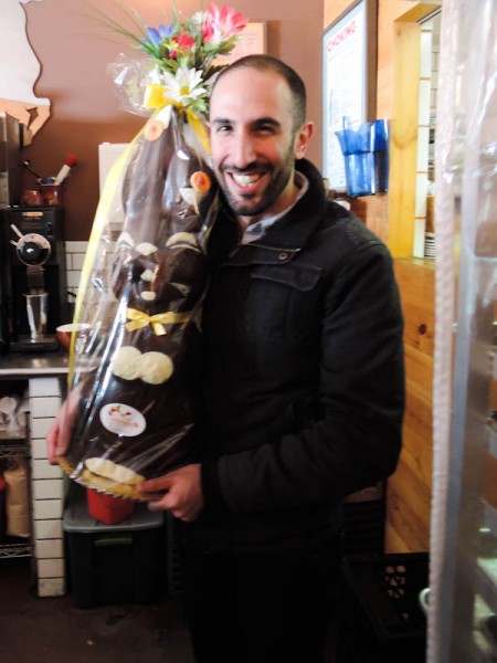 Jordan of Baked Bakery with Chocolate Bunny