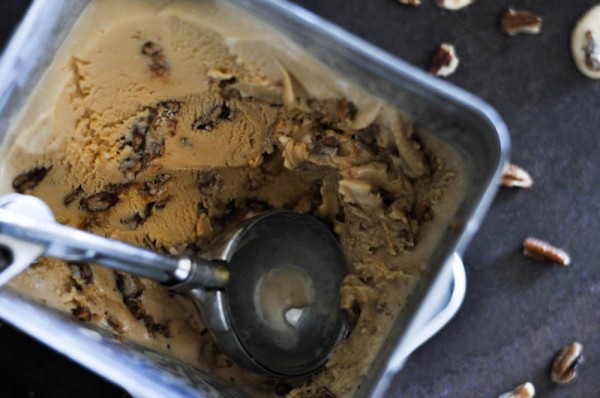 Salted Caramel Ice Cream with Honey Pecan Pralines Recipe