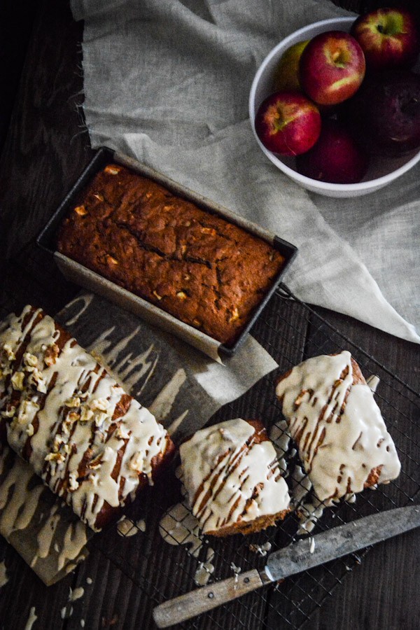 Apple Walnut Bread with Brown Sugar Glaze