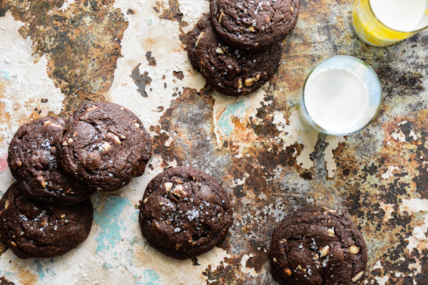 Chocolate Chocolate Chip Cookies with Toffee and Cashews Recipe