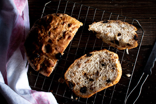 Dried Cherry and Walnut No-Knead Bread