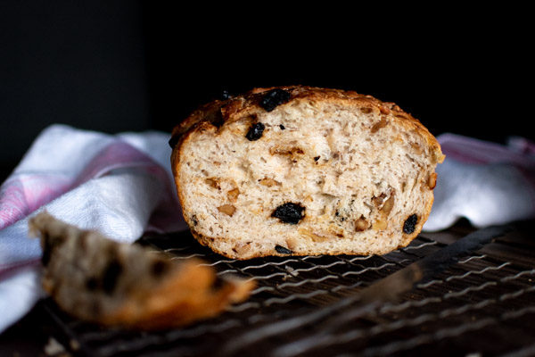 Dried Cherry and Walnut No-Knead Bread